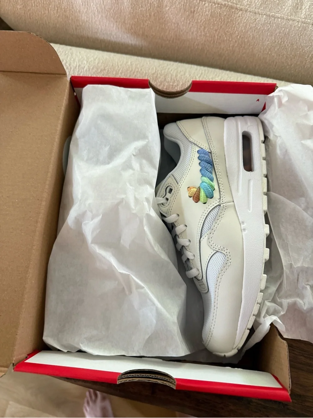 Nike Air Max 1 SE GS 3Y White Multi Color Embroidered FN4782-100 NEW